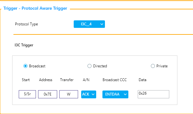 I3C protocol Aware Trigger GUI